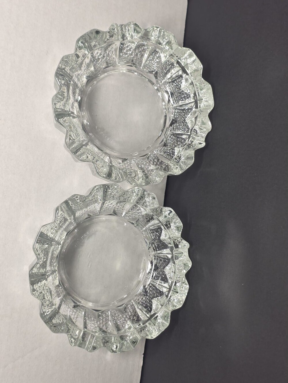 2 Vintage Firna Indonesia Glass Ash-Cigar Tray Trinket Candle Candy 4 3/4 X 1"